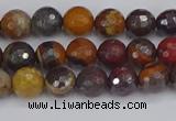 CTE1819 15.5 inches 6mm faceted round red iron tiger beads