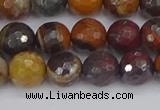 CTE1821 15.5 inches 10mm faceted round red iron tiger beads