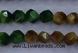 CTE1926 15.5 inches 6mm faceted nuggets colorful tiger eye beads