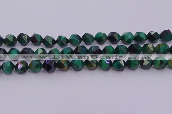 CTE1949 15.5 inches 12mm faceted nuggets green tiger eye beads