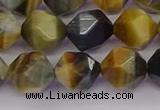 CTE1977 15.5 inches 10mm faceted nuggets golden & blue tiger eye beads