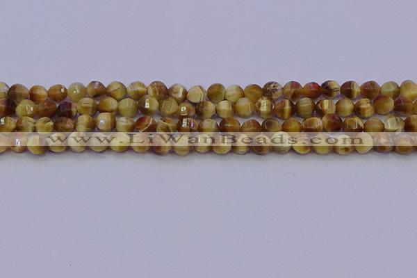 CTE1996 15.5 inches 6mm faceted round golden tiger eye beads