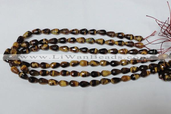 CTE204 15.5 inches 8*12mm faceted teardrop yellow tiger eye beads