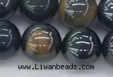 CTE2088 15.5 inches 12mm round AB-color blue & yellow tiger eye beads