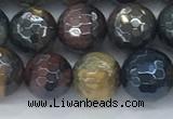 CTE2094 15.5 inches 8mm faceted round AB-color mixed tiger eye beads