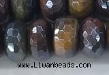 CTE2105 8*14mm faceted rondelle AB-color mixed tiger eye beads