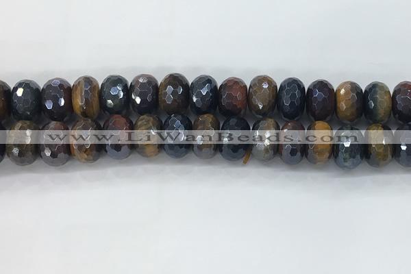 CTE2106 10*16mm faceted rondelle AB-color mixed tiger eye beads