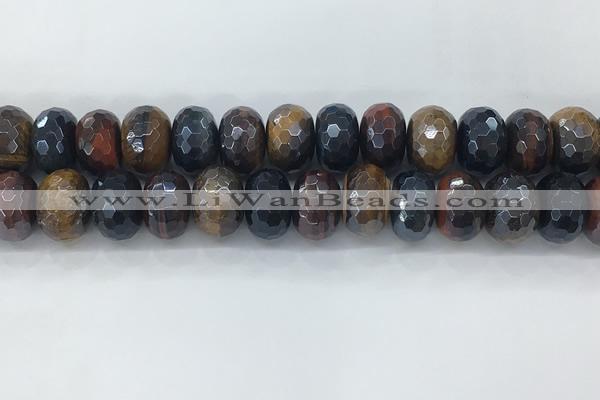 CTE2107 12*18mm faceted rondelle AB-color mixed tiger eye beads