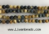 CTE2121 15.5 inches 8mm round golden & blue tiger eye beads