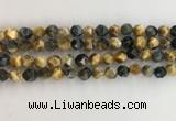 CTE2125 15.5 inches 6mm faceted nuggets golden & blue tiger eye beads