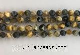 CTE2126 15.5 inches 8mm faceted nuggets golden & blue tiger eye beads