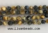 CTE2128 15.5 inches 12mm faceted nuggets golden & blue tiger eye beads