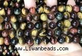 CTE2203 15.5 inches 10mm round mixed tiger eye gemstone beads