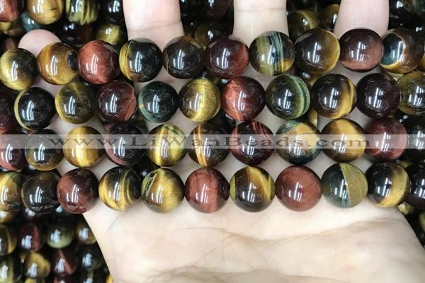 CTE2205 15.5 inches 14mm round mixed tiger eye gemstone beads