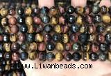 CTE2226 15.5 inches 6mm faceted round colorful tiger eye beads