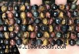 CTE2227 15.5 inches 8mm faceted round colorful tiger eye beads