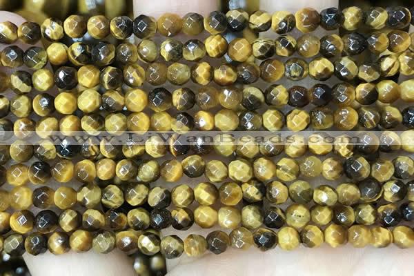 CTE2231 15.5 inches 4mm faceted round yellow tiger eye beads