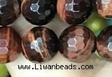 CTE2238 15.5 inches 8mm faceted round red tiger eye beads