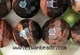 CTE2239 15.5 inches 10mm faceted round red tiger eye beads