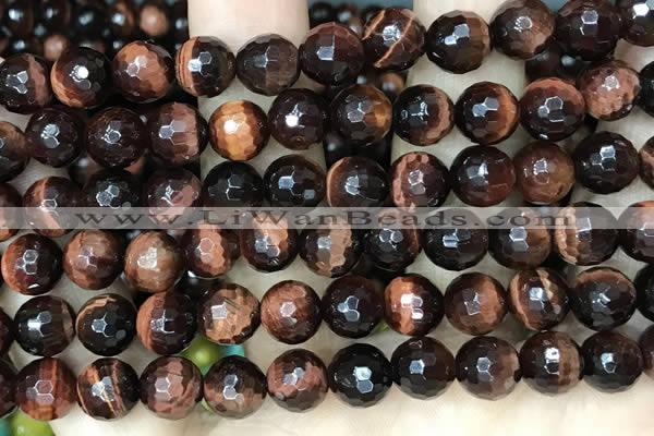 CTE2239 15.5 inches 10mm faceted round red tiger eye beads