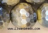 CTE2268 15 inches 12mm faceted round AB-color yellow tiger eye beads