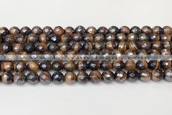 CTE2271 15 inches 8mm faceted round AB-color yellow tiger eye beads