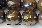 CTE2287 15 inches 10mm faceted round AB-color colorful tiger eye beads