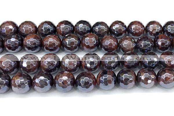 CTE2351 15 inches 10mm faceted round AB-color red tiger eye beads