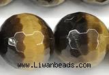 CTE2357 15 inches 14mm faceted round yellow tiger eye beads