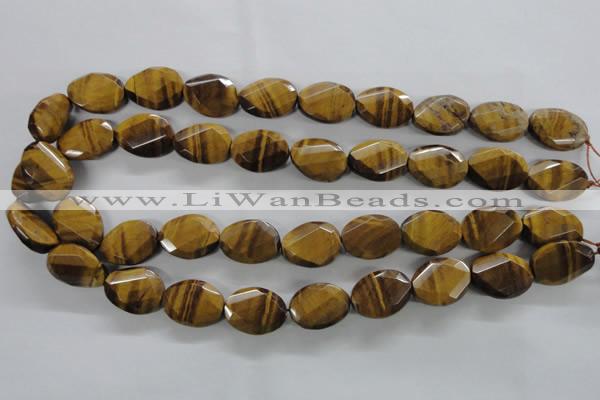 CTE321 15.5 inches 15*20mm twisted & faceted oval yellow tiger eye beads