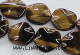 CTE323 15.5 inches 20mm wavy coin yellow tiger eye gemstone beads