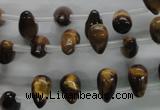 CTE337 Top-drilled 6*10mm teardrop yellow tiger eye gemstone beads