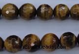 CTE424 15.5 inches 12mm faceted round yellow tiger eye beads