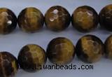 CTE425 15.5 inches 14mm faceted round yellow tiger eye beads