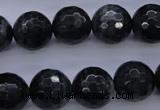 CTE445 15.5 inches 14mm faceted round blue tiger eye beads