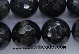 CTE448 15.5 inches 20mm faceted round blue tiger eye beads