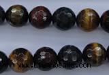 CTE455 15.5 inches 12mm faceted round mixed tiger eye beads