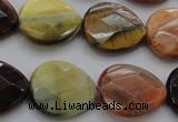 CTE468 15.5 inches 18*20mm faceted flat teardrop mixed tiger eye beads