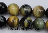 CTE556 15.5 inches 16mm round golden & blue tiger eye beads