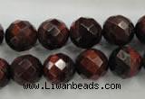 CTE705 15.5 inches 14mm faceted round red tiger eye beads