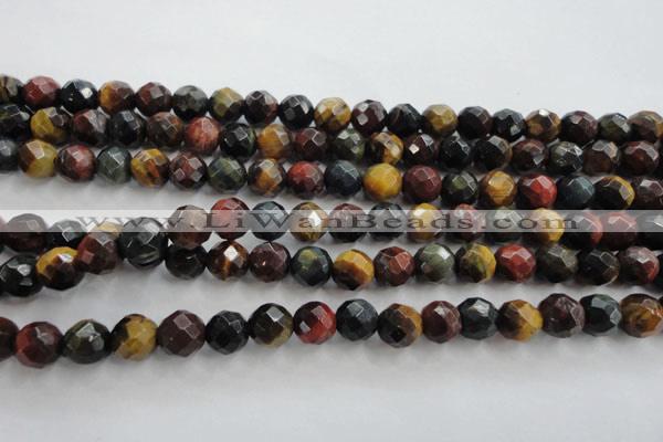 CTE711 15.5 inches 6mm faceted round mixed color tiger eye beads