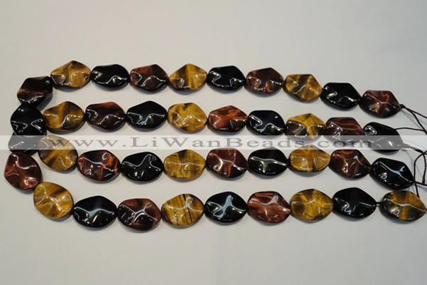 CTE801 15.5 inches 15*20mm wavy oval colorful tiger eye beads