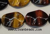 CTE802 15.5 inches 18*25mm wavy oval colorful tiger eye beads