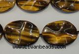 CTE832 15.5 inches 18*25mm wavy oval yellow tiger eye beads