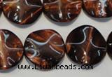 CTE854 15.5 inches 20mm wavy coin red tiger eye beads