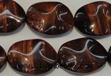 CTE860 15.5 inches 18*25mm wavy oval red tiger eye beads