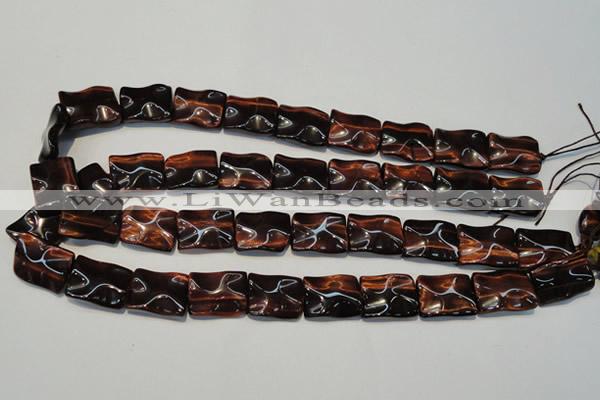 CTE865 15.5 inches 15*20mm wavy rectangle red tiger eye beads