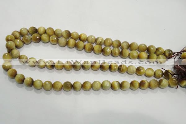 CTE903 15.5 inches 10mm faceted round golden tiger eye beads