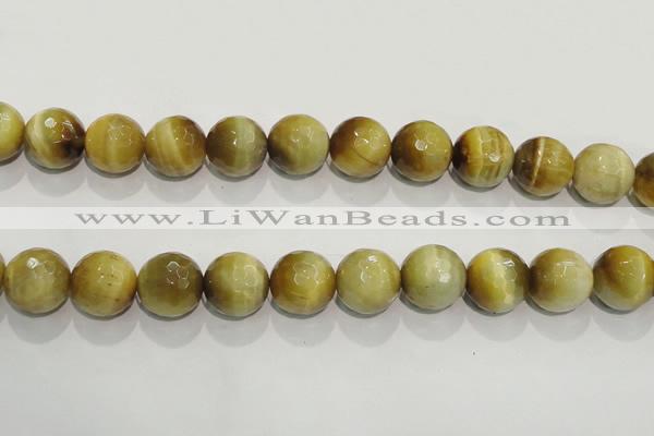 CTE907 15.5 inches 18mm faceted round golden tiger eye beads