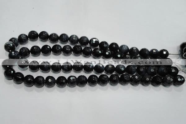 CTE922 15.5 inches 8mm faceted round silver tiger eye beads